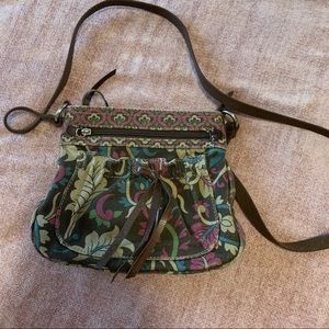 Fossil canvas crossbody brown mixed boho floral